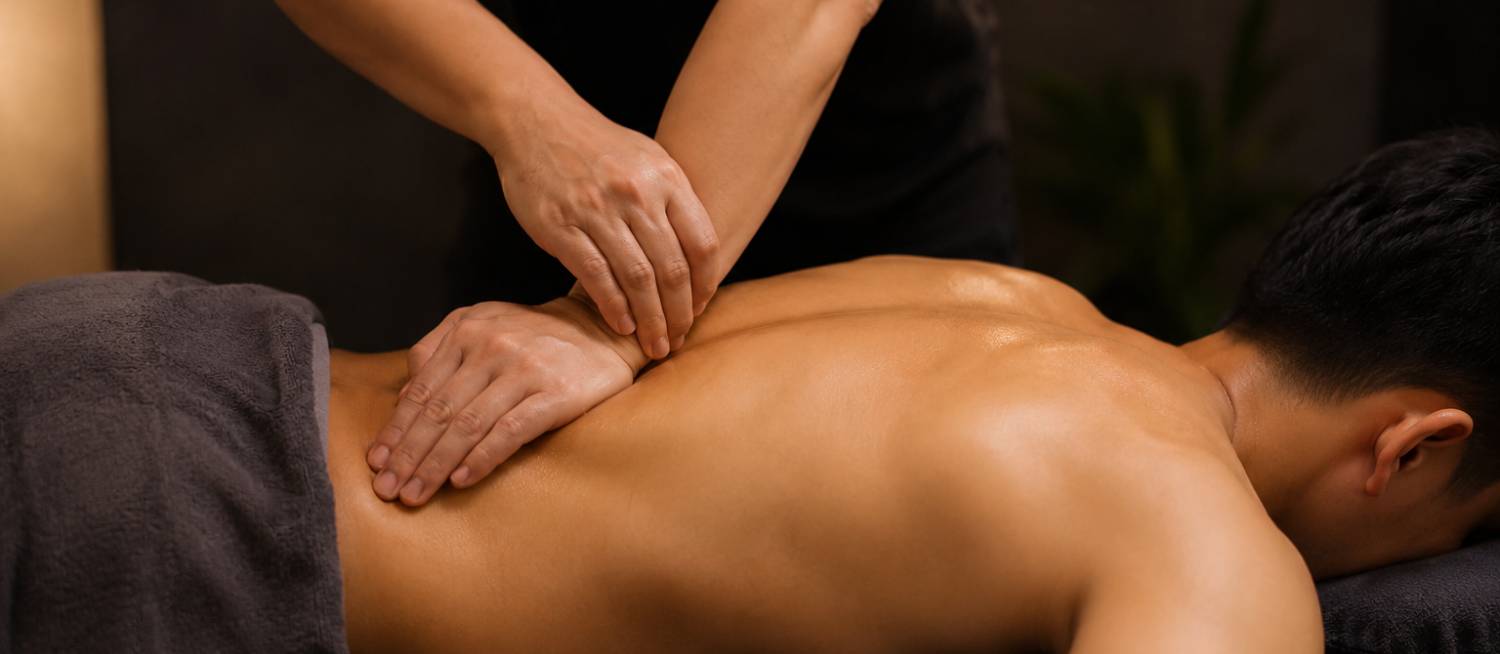 Person receiving a deep tissue massage for muscle pain relief